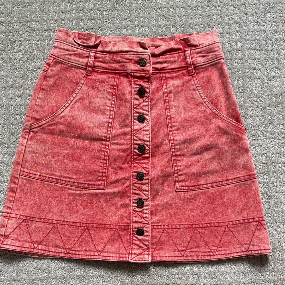 Anthropologie Pilcro Washed Red Button-Front Mini Skirt - Picture 3 of 5